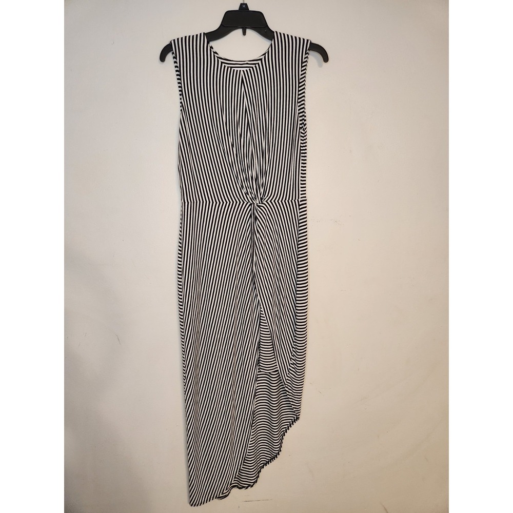 Joseph Ribkoff Sleeveless Striped Black White Midi Dress Asymmetrical Womens 10